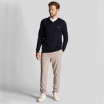 Lyle & Scott Golf Merino Blend V Neck Pullover -Navy