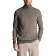 Lyle & Scott Embroidered Merino Blend 1/4 Zip Knit - Mid Grey Marl