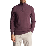 Lyle & Scott Embroidered Merino Blend 1/4 Zip Knit - Berry