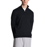 Lyle & Scott 자수 메리노 블렌드 1/4 지퍼 니트 - 다크 네이비