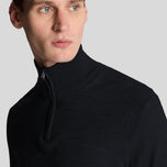 Lyle & Scott 자수 메리노 블렌드 1/4 지퍼 니트 - 다크 네이비