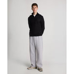 라일 앤 스캇 자수 메리노 블렌드 1/4 지퍼 니트 - 제트 블랙