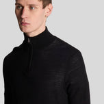 라일 앤 스캇 자수 메리노 블렌드 1/4 지퍼 니트 - 제트 블랙