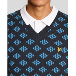 Lyle & Scott Golf v Neck Cotton Argyle 조끼 - 다크 해군