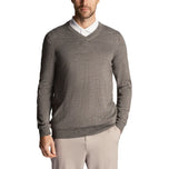 Lyle & Scott Tonal Eagle Merino Blend v Neck Knit - Mid Grey Marl