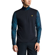 Lyle & Scott tryckt Contour Golf Midlayer - Dark Navy