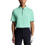 Kemeja Polo Golf Lyle & Scott Shank Button - Berwarna Aqua/Angkatan Laut Gelap