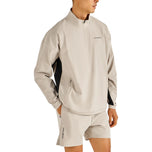 Zip Suku Prestasi Malbon Pullover Cangkang Golf - Tan