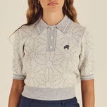 Malbon 女式 Mikayla Sashiko Polo 衫 - 象牙色