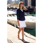 高尔夫蒂尼女子说是长袖高尔夫球球衫 - 海军/白色