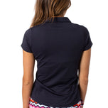 Golftini Women's Ruffle Golf Polo Shirt - Angkatan Laut