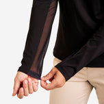 Baju Golf Leda Leda Lengan Panjang Mock Neck Wanita - Hitam