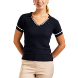 Kaos Polo Golf Rajutan Nyla V-Neck Wanita Nivo - Navy