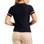 Kaos Polo Golf Rajutan Nyla V-Neck Wanita Nivo - Navy