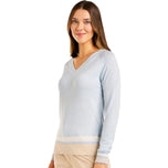 Sweater Golf Leher V Sofia Wanita Nivo - Ceri