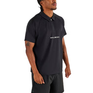 Malbon Performance Zip Raglan Golf Polo Shirt - Black
