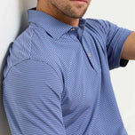 Peter Millar Bolt Performance Jersey Golf Polo Shirt - Sport Marinblå
