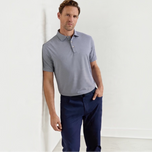 Peter Millar Solid Performance Long Sleeve Jersey Golf Polo Shirt - Marinblå