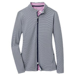 Jaket Golf Katy Sugar Stripe Zip Penuh Peter Millar Wanita - Tentera Laut