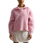 RLX Ralph Lauren Wanita Jacquard Cable Knit Half Zip Golf Pullover - Merah Muda Muda