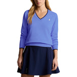 RLX Ralph Lauren Cotton Blend V -Neck Golf Jumper - Greenwich Blue