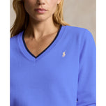 RLX Ralph Lauren Cotton Blend V -Neck Golf Jumper - Greenwich Blue