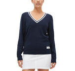 Sweater Golf Knitted Adele Rohisch - Angkatan Laut/Putih
