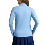 IBKUL Kemeja Wanita Polos Lengan Panjang Zip Mock Neck - Peri