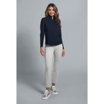 IBKUL enfärgad långärmad skjorta med dragkedja för kvinnor - svart