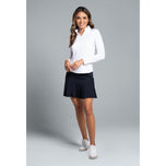 IBKUL Kemeja Mock Neck Lengan Panjang Polos Wanita - Putih