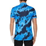 J.Lindeberg Tour Tech Fit Fit Print Golf Polo Shirt - Warp Sonic Blue
