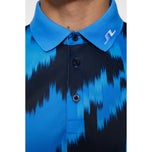 J.Lindeberg Tour Tech Fit Fit Print Golf Polo Shirt - Warp Sonic Blue