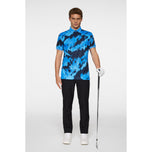 J.Lindeberg Tour Tech Fit Fit Print Golf Polo Shirt - Warp Sonic Blue