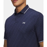 Under Armor Drive Sport Jacquard Golf Polo Shirt -Midnight Navy/White