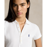马球表演拉尔夫·劳伦（Ralph Lauren）女子棉花量身定制的polo衬衫 - 纯白色