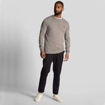 Lyle & Scott Cotton Merino Blend Crew Leher Pullover - Mid Grey Marl