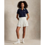 RLX Ralph Lauren Wanita Lawatan Pique Knit -Collar Polo Golf Shirt - Tentera Laut Tentera/Tiller Green Multi