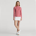RLX Ralph Lauren Women's Jersey UV Quarter Zip Golf Pullover - Desert Rose/Pure White