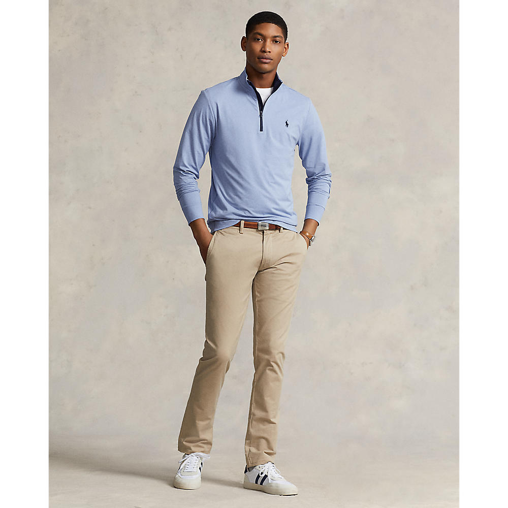 Polo Performance Ralph Lauren Half Zip Peached Jersey - Blue