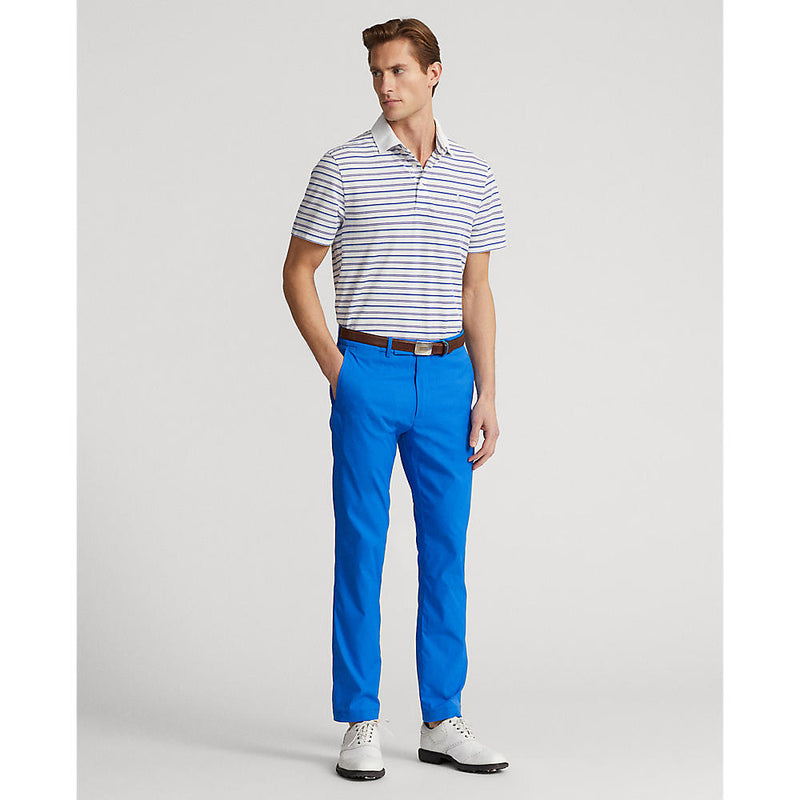 RLX Ralph Lauren Tour Pique Stripe Polo Shirt - Pure White Multi Blue
