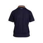 Kemeja Polo Golf Kerah Rajutan Pique Tur Wanita RLX Ralph Lauren - Multi Navy yang Halus