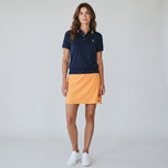 RLX Ralph Lauren 女式 Tour 珠地网眼钩针领高尔夫 Polo 衫 - 精致海军蓝多色