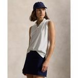 RLX Ralph Lauren 女式巡回演出无袖高尔夫 Polo 衫 - 陶瓷白