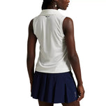 RLX Ralph Lauren 女式剪裁 V 领无袖高尔夫 Polo 衫 - 陶瓷白