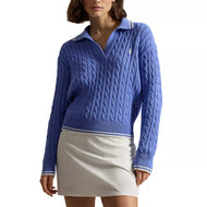 RLX Ralph Lauren Wanita 2/48 Cotton Blend Golf Pullover - Kabut Biru/Percikan Putih