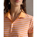 Baju Polo Golf Aliran Udara Ringan RLX Ralph Lauren Wanita - Kabus Biru/Putih Seramik