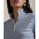 RLX Ralph Lauren Wanita UV Stretch Jersey 1/4 Zip Golf Pullover - Halus Navy/Cremic White/Blue Mist