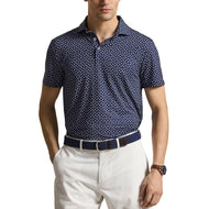 RLX Ralph Lauren 印花轻质气流高尔夫 Polo 衫 - 精致海军蓝链接装饰
