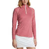 RLX Ralph Lauren Women's Jersey UV Quarter Zip Golf Pullover - Desert Rose/Pure White
