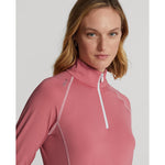 RLX Ralph Lauren Women's Jersey UV Quarter Zip Golf Pullover - Desert Rose/Pure White